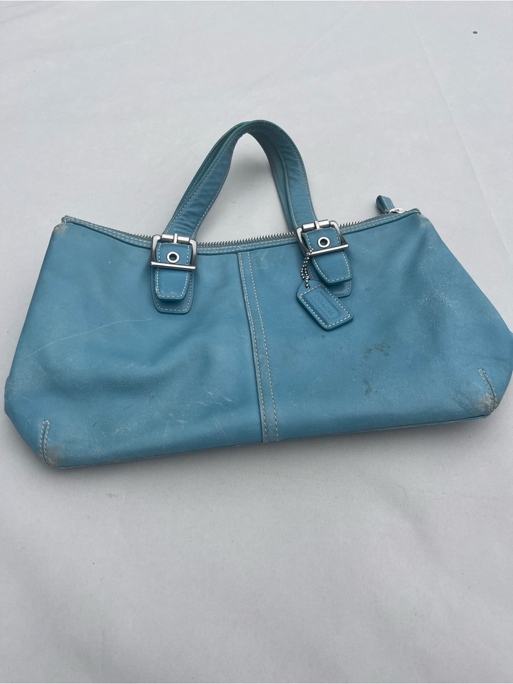 Coach Teal Shoulder Bag with Buckle Handles